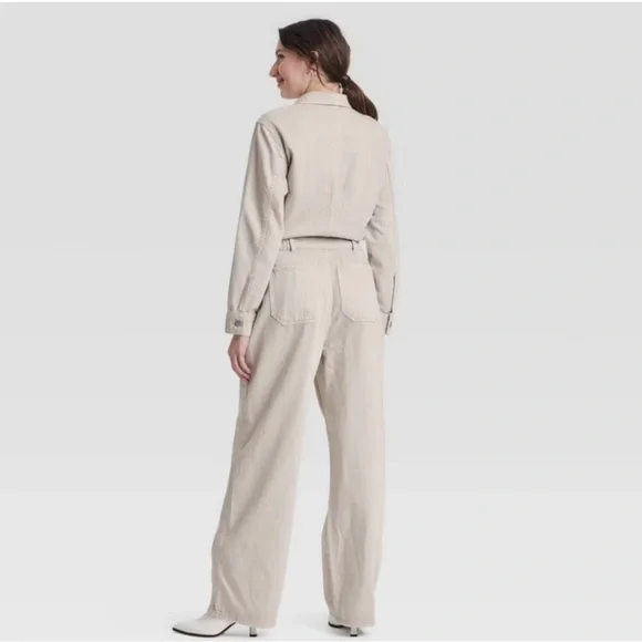 Soft Ecru Denim Jumpsuit - Picture 2 of 2